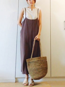 「FRAMeWORK（フレームワーク）のアイテム（オールインワン・サロペット）」を使った、NAnaさん（レディース・158cm）の夏コーディネート
