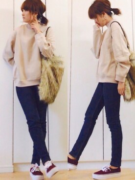 「資生堂インテグレートプレゼンツ 秋服×「#コク色シャドウ」でいい女になろうキャンペーン（シセイドウインテグレート）のアイテム」を使った、NAnaさん（レディース・158cm）の秋コーディネート
