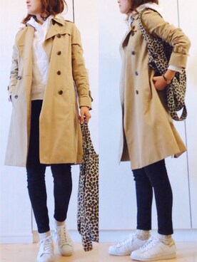 「AZUL by moussy（アズールバイマウジー）のストレッチツイルスキニーパンツ（その他パンツ）」を使った、NAnaさん（レディース・158cm）の秋コーディネート