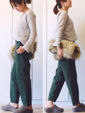「STUDIOUS（ステュディオス）のアイテム（チノパンツ）」を使った、NAnaさん（レディース・158cm）の冬コーディネート