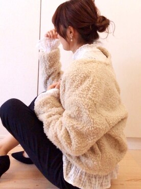 「GU（ジーユー）のアイテム（ブルゾン）」を使った、NAnaさん（レディース・158cm）の冬コーディネート