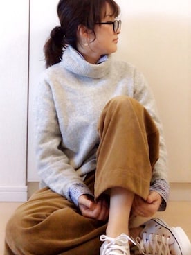 「Moname（モナーム）のアイテム（パンツ）」を使った、NAnaさん（レディース・158cm）の冬コーディネート