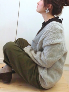 「おおぶりピアス」｜「アイテム（パンプス）」を使った、NAnaさん（レディース・158cm）の冬コーディネート