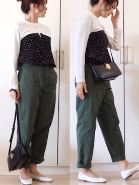 「STUDIOUS（ステュディオス）のアイテム（チノパンツ）」を使った、NAnaさん（レディース・158cm）の冬コーディネート