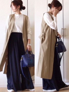 「TODAYFUL（トゥデイフル）のアイテム（トレンチコート）」を使った、NAnaさん（レディース・158cm）の春コーディネート