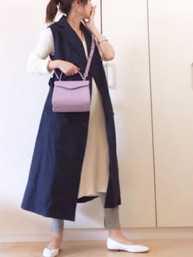 「アニエスベー」｜「アイテム（トレンチコート）」を使った、NAnaさん（レディース・158cm）の冬コーディネート