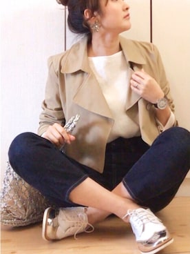 「TODAYFUL（トゥデイフル）のアイテム（トレンチコート）」を使った、NAnaさん（レディース・158cm）の春コーディネート