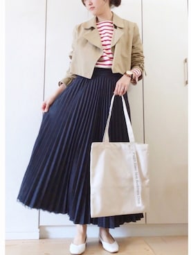 「TODAYFUL（トゥデイフル）のアイテム（トレンチコート）」を使った、NAnaさん（レディース・158cm）の春コーディネート