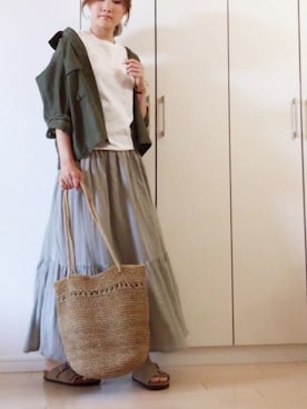 「SonnyLabel」｜「アイテム（ミリタリージャケット）」を使った、NAnaさん（レディース・158cm）の春コーディネート