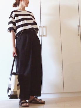 「anq.（アンク）の「anq.」K10・dropswingピアス(ホワイトトパーズ)（ピアス（両耳用））」を使った、NAnaさん（レディース・158cm）の春コーディネート