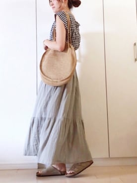 「anq.（アンク）の「anq.」K10・dropswingピアス(ホワイトトパーズ)（ピアス（両耳用））」を使った、NAnaさん（レディース・158cm）の春コーディネート