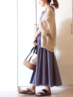 「anq.（アンク）の「anq.」K10・dropswingピアス(ホワイトトパーズ)（ピアス（両耳用））」を使った、NAnaさん（レディース・158cm）の春コーディネート