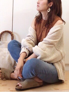 「おおぶりピアス」｜「アイテム（アナログ腕時計）」を使った、NAnaさん（レディース・158cm）の夏コーディネート