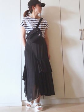 「AMERI」｜「アイテム（キャップ）」を使った、NAnaさん（レディース・158cm）の夏コーディネート