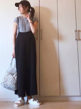 「GU（ジーユー）のアイテム（サロペット/オーバーオール）」を使った、NAnaさん（レディース・158cm）の夏コーディネート