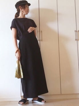 「GU（ジーユー）のアイテム（オールインワン・サロペット）」を使った、NAnaさん（レディース・158cm）の夏コーディネート