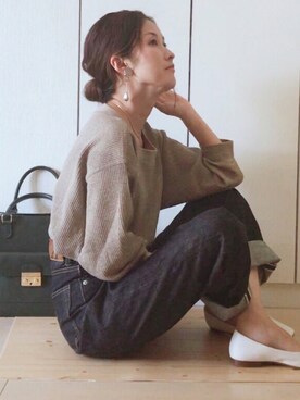 「GOLDY（ゴールディ）のシルバーヴィンテージ　2WAY イヤリング（イヤリング）」を使った、NAnaさん（レディース・158cm）の夏コーディネート