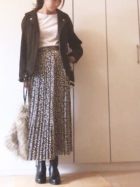 「ZOZO」｜「アイテム（ライダースジャケット）」を使った、NAnaさん（レディース・158cm）の秋コーディネート