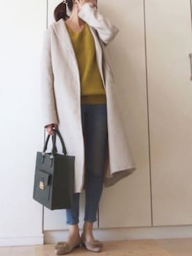 「zozoデニム」｜「アイテム（チェスターコート）」を使った、NAnaさん（レディース・158cm）の秋コーディネート