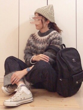 「SKAGEN（スカーゲン）のKATRINE　NECKLACE　SKJ1157040（ネックレス）」を使った、NAnaさん（レディース・158cm）の冬コーディネート