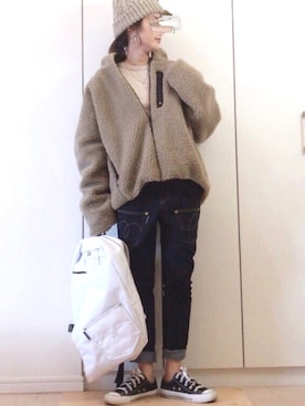 「SKAGEN（スカーゲン）のKATRINE　NECKLACE　SKJ1157040（ネックレス）」を使った、NAnaさん（レディース・158cm）の冬コーディネート
