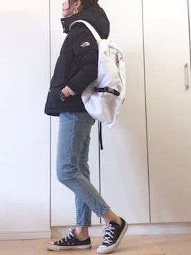 「zozoデニム」｜「アイテム（ダウンジャケット/コート）」を使った、NAnaさん（レディース・158cm）の冬コーディネート