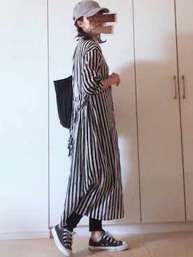 「AZUL by moussy（アズールバイマウジー）のストレッチツイルスキニーパンツ（その他パンツ）」を使った、NAnaさん（レディース・158cm）の夏コーディネート