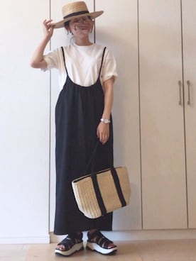 「La-gemme」｜「アイテム（サロペット/オーバーオール）」を使った、NAnaさん（レディース・158cm）の夏コーディネート