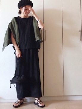 「14+（イチヨンプラス）のアイテム（ハンチング/ベレー帽）」を使った、NAnaさん（レディース・158cm）の夏コーディネート