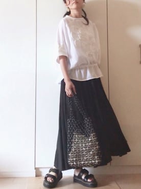 「mercibeaucoup,（メルシーボークー）のアイテム（シャツ/ブラウス）」を使った、NAnaさん（レディース・157cm）の夏コーディネート