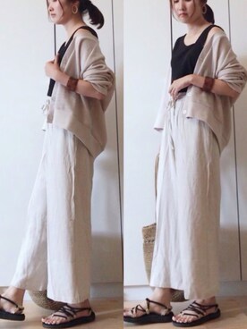 「ゆるカーディガン」｜「アイテム（アクセサリー）」を使った、NAnaさん（レディース・157cm）の夏コーディネート