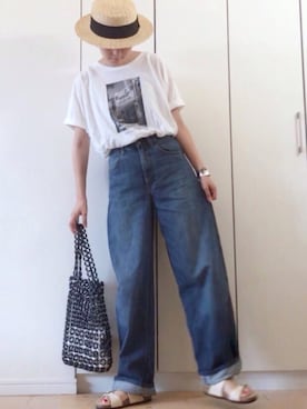 「petitcro（プティクロ）のpetitcro  ワイドバングル PCKB1901001（バングル/リストバンド）」を使った、NAnaさん（レディース・158cm）の夏コーディネート