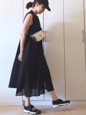 「URBAN RESEARCH Sonny Label（アーバンリサーチサニーレーベル）のノースリーブギャザーワンピース（ワンピース）」を使った、NAnaさん（レディース・158cm）の夏コーディネート