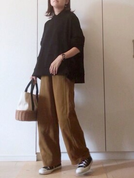 「ワイドシルエット」｜「アイテム（アナログ腕時計）」を使った、NAnaさん（レディース・158cm）の夏コーディネート