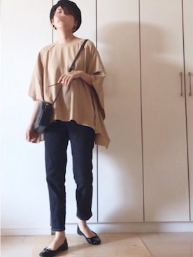 「リップスター」｜「アイテム（ハンチング/ベレー帽）」を使った、NAnaさん（レディース・158cm）の秋コーディネート