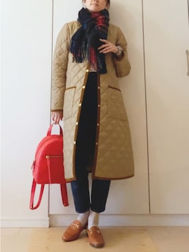 「キルトジャケット」｜「アイテム（アクセサリー）」を使った、NAnaさん（レディース・158cm）の冬コーディネート
