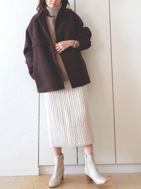 「niko and...（ニコアンド）のアイテム（ブルゾン）」を使った、NAnaさん（レディース・158cm）の冬コーディネート