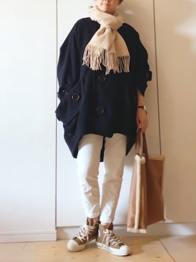 「mercibeaucoup,（メルシーボークー）のアイテム（その他アウター）」を使った、NAnaさん（レディース・158cm）の冬コーディネート