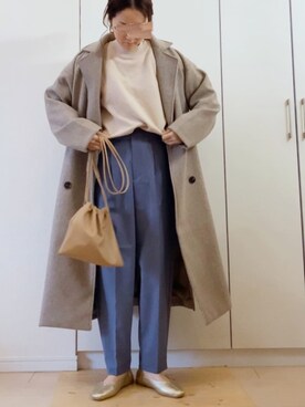 「SENSE OF PLACE by URBAN RESEARCH（センスオブプレイスバイアーバンリサーチ）のスクエアトウセンターシームフラットシューズ（パンプス）」を使った、NAnaさん（レディース・158cm）の冬コーディネート