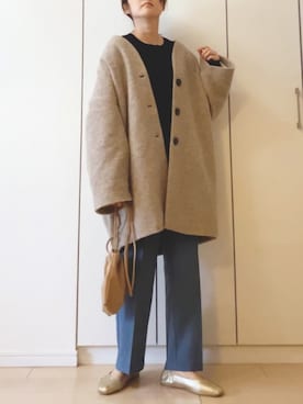 「TODAYFUL（トゥデイフル）のアイテム（ステンカラーコート）」を使った、NAnaさん（レディース・158cm）の冬コーディネート