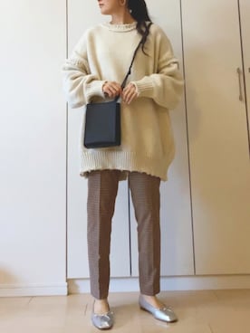 「EVOL(EVOL)」｜「アイテム（バレエシューズ）」を使った、NAnaさん（レディース・158cm）の冬コーディネート