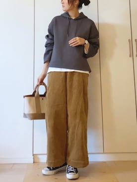 「Moname（モナーム）のアイテム（パンツ）」を使った、NAnaさん（レディース・158cm）の冬コーディネート