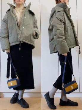 「Guess（ゲス）のアイテム（スリッポン）」を使った、NAnaさん（レディース・158cm）の冬コーディネート