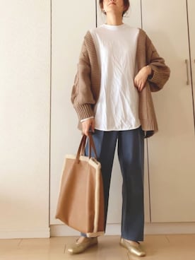 「SENSE OF PLACE by URBAN RESEARCH（センスオブプレイスバイアーバンリサーチ）のスクエアトウセンターシームフラットシューズ（パンプス）」を使った、NAnaさん（レディース・158cm）の冬コーディネート