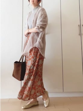 「SENSE OF PLACE by URBAN RESEARCH（センスオブプレイスバイアーバンリサーチ）のスクエアトウセンターシームフラットシューズ（パンプス）」を使った、NAnaさん（レディース・158cm）の春コーディネート