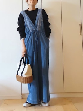 「URBAN RESEARCH Sonny Label（アーバンリサーチサニーレーベル）のアイテム（サロペット/オーバーオール）」を使った、NAnaさん（レディース・158cm）の春コーディネート