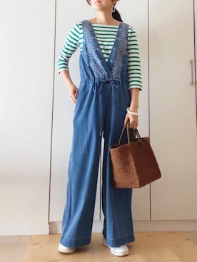 「URBAN RESEARCH Sonny Label（アーバンリサーチサニーレーベル）のアイテム（サロペット/オーバーオール）」を使った、NAnaさん（レディース・158cm）の春コーディネート