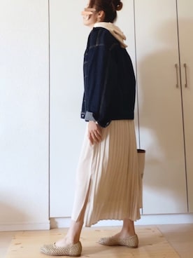 「MAYSON GREY（メイソングレイ）の【socolla】バックプリーツワンピース（ワンピース）」を使った、NAnaさん（レディース・158cm）の春コーディネート