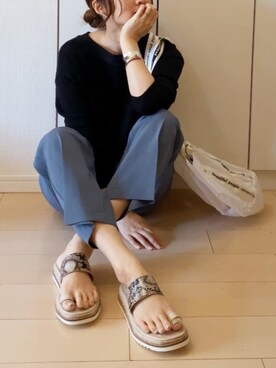 「EVOL(EVOL)」｜「アイテム（スラックス）」を使った、NAnaさん（レディース・158cm）の春コーディネート