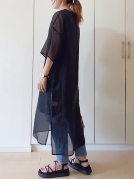 「シアーワンピース」｜「アイテム（腕時計）」を使った、NAnaさん（レディース・158cm）の夏コーディネート